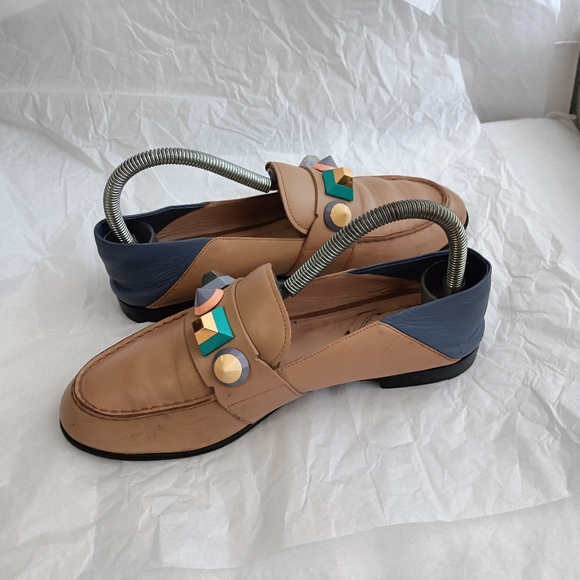Fendi Rainbow Vitelli Loafers luxury size 37.5